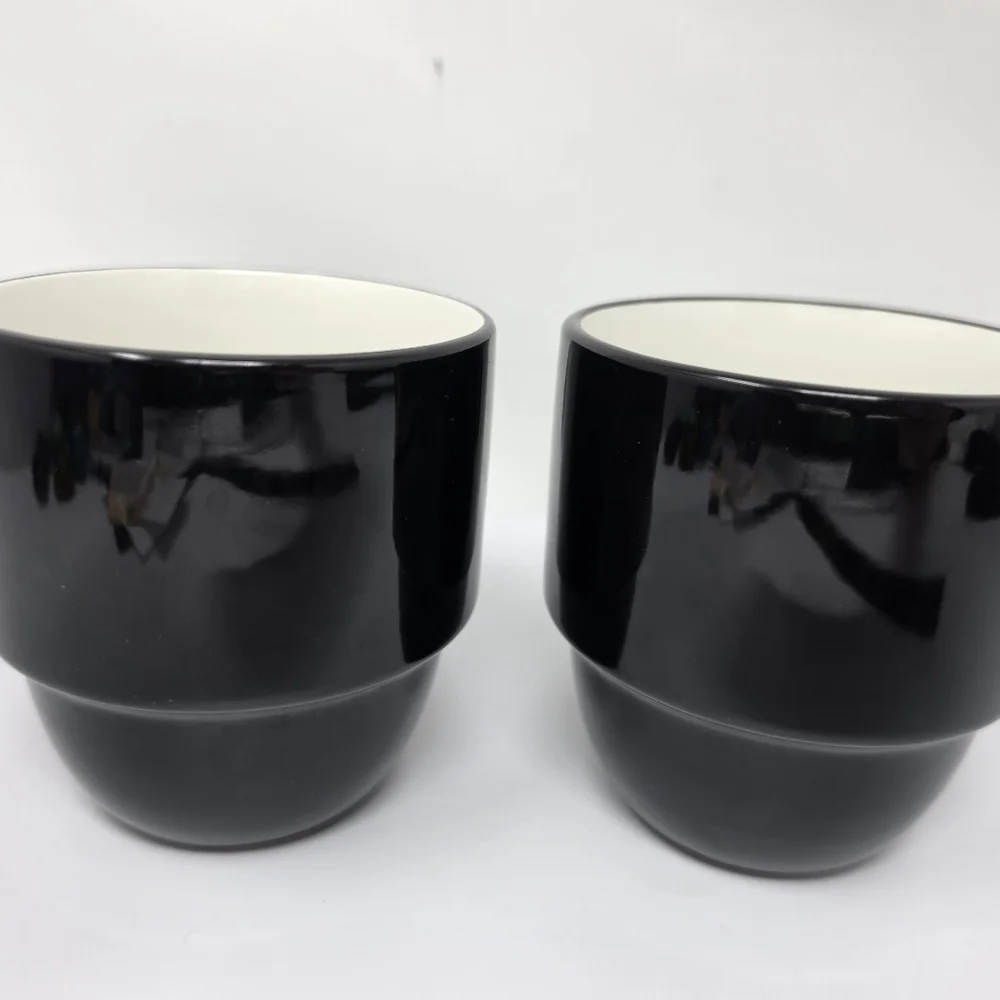 Coffee Cup Mug Stack Stackable Black Set of 2